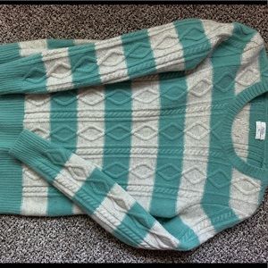 Wool cable knit striped sweater